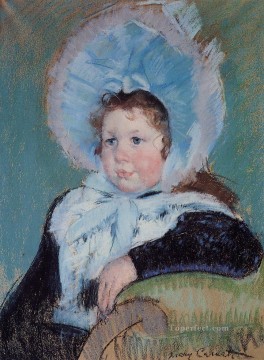 子供 Painting - 非常に大きなボンネットとダークコートを着たドロシー 印象派の母親の子供たち メアリー・カサット